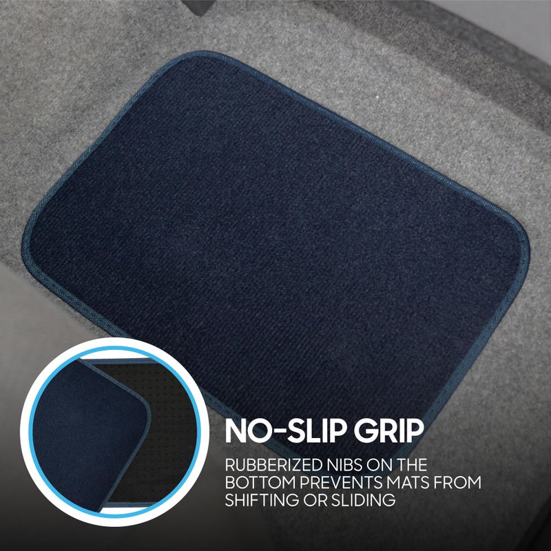 BDK Premium Blue Carpet Floor Mats for Cars - Universal Fit Interior 4-Piece Car Mats Full Set with Vinyl Heel Pad Protector - Cute Car Accessories Interior Floor Covers for SUVs & Trucks - Image 5